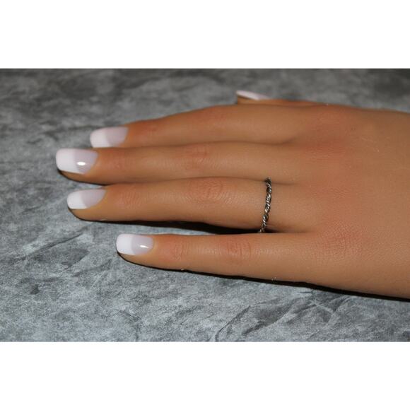 Dainty Minimalist Vintage c1980 Silver-Tone Twisted & Braided Ring SZ 7 - Picture 3 of 6